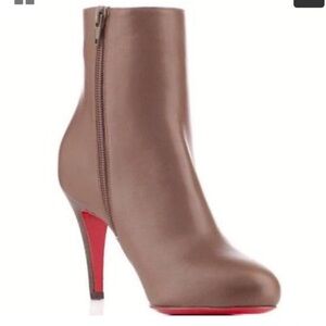 Christian Louboutin Taupe Heeled Boots with Red Sole